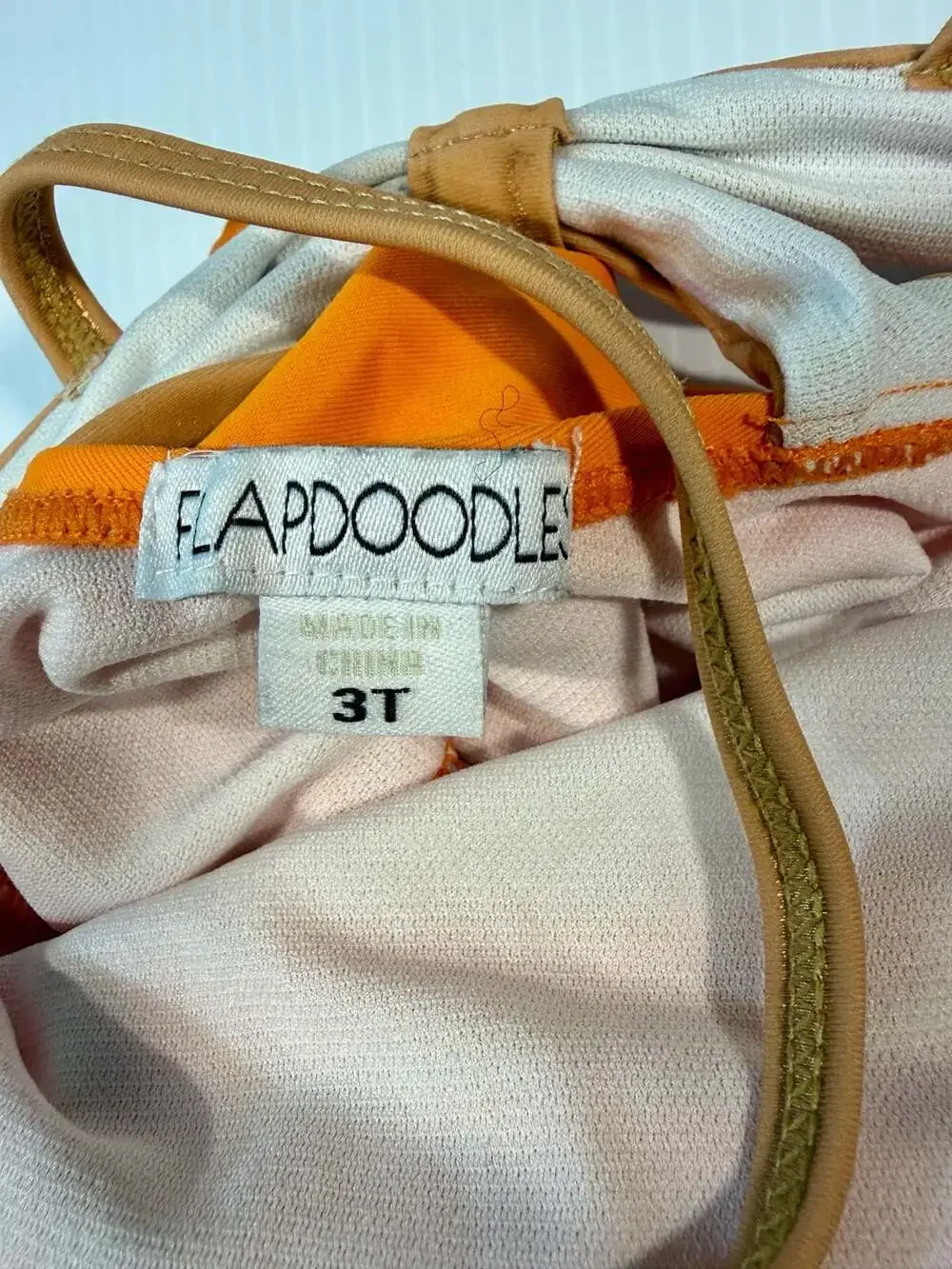 Flapdoodles Orange Leopard Sequin Heart One-Piece Swimsuit Size 3T